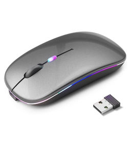 Отличная мышка с Двумя типами подключения Bluetooth + беспроводная с USB,2, подсветка, шикарный глянцевый серый