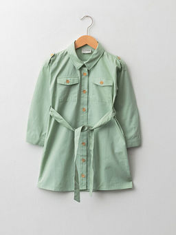 G?mlek Yaka Basic Uzun Kollu Poplin K?z ?ocuk Elbise