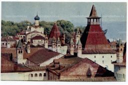 Открытка Ростов Великий Вид сверху на башни и гражданские постройки Кремля