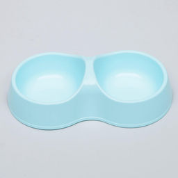 Цена за 2 шт. Миска двойная Мур-мяу 22.5 см × 13 см × 6 см, 0.2 л, голубой