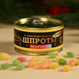 Леденцы монпансье новогодние в консервной банке Консервированный, набор 3 шт. ? 100 г