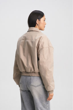 Куртка-бомбер с воротом Beige - Erist store фото 4