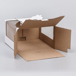 Цена за 5 шт. Коробка под торт 2 окна, с ручками, белая, 23×23×14 см