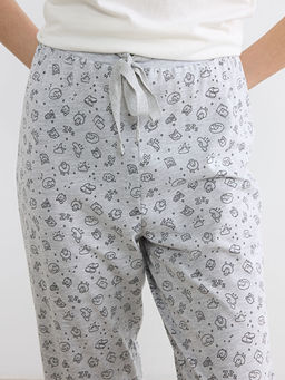 Beli Lastikli Bask?l? Kad?n Jogger Pijama Alt?