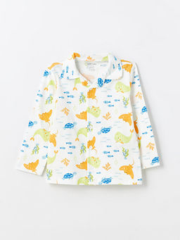 Polo Yaka Uzun Kollu Bask?l? Erkek Bebek Pijama Tak?m - Waikiki фото 2