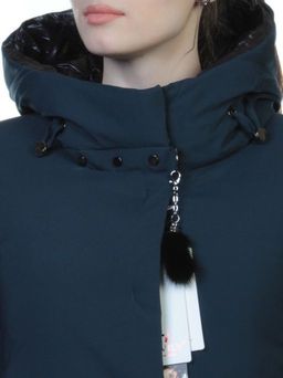 FT-17 DK. BLUE Пальто женское зимнее (синтепон) - Фабричный китай фото 5