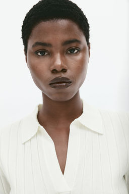 Top en punto de canale con cuello camisero - H&m фото 2