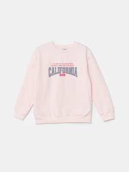 Bisiklet Yaka Bask?l? K?z ?ocuk Sweatshirt