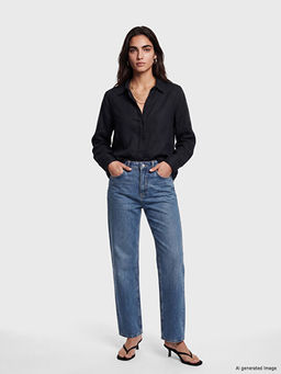 Oversize Kad?n Keten G?mlek