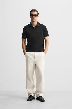 TEXTURED POLO SHIRT WITH RIBBED TRIMS - Zara фото 45