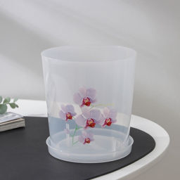 Горшок для орхидей с поддоном, 1.8 л, пластиковый, прозрачный, МИКС