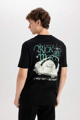 Rick and Morty Regular Fit Bisiklet Yaka S?rt Bask?l? K?sa Kollu Tisort - Defacto фото 2