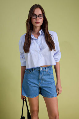 Siyah City Boy %100 Pamuk Denim Sort TWOSS26SR00170 - Trendyolmilla фото 16