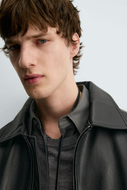 LEATHER EFFECT BOMBER JACKET