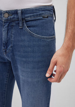 Martin Premium Blue Golgeli Koyu Mavi Jean Pantolon  фото 6