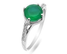 Кольцо из серебра зеленый агат, Жюли