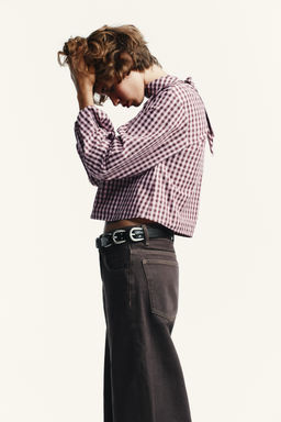 GINGHAM POPLIN SHIRT - Zara фото 4
