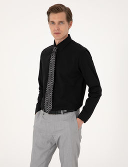 Siyah Regular Fit Uzun Kollu Basic G_mlek