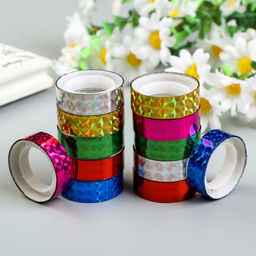 Клейкая лента декоративная голографический, ш. 1.2 см, дл. 2.4 м, набор 12 шт.