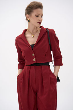 Короткий пиджак Джуди (бордовый) - Эльза фото 19
