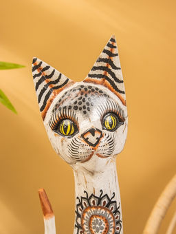 Сувенир «Кошка», белая, 60×12×6 см, дерево, МИКС