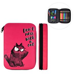 Пенал-органайзер для пишущих принадлежностей школьный, арт.58410/ 24 КРЭЙЗИ КОТ (без наполнения, 16.