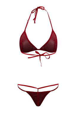 Siyah-K?rm?z? 2li Tul Tasl? Kaps?z Ic Camas?r? Tak?m? THMSS26CC00018 - Trendyolmilla фото 7