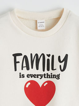 Bask?l? Bisiklet Yaka K?z ?ocuk Sweatshirt