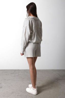 TRENDYOLMILLA Bej Beli Lastikli Cizgili Muslin Sort & Bermuda TWOSS25SR00039 фото 6