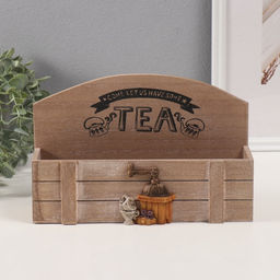 Шкатулка для украшений с делениями «Чай и набор для варки кофе», дерево, 7×26.5×17 см