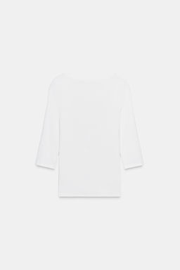 COTTON BOAT NECK T-SHIRT - Zara фото 10