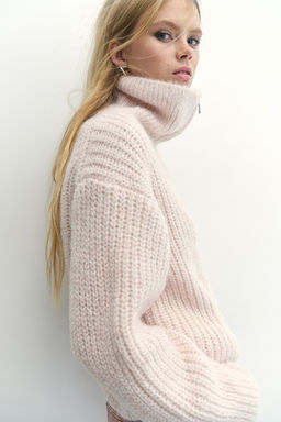 Cardigan en punto de canale con cremallera