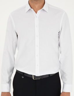 Beyaz Oxford Slim Fit Uzun Kollu G_mlek