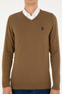 Мужской базовый свитер хаки меланжевого цвета - U.s. polo assn фото 6