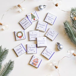 Набор 12 шоколадок "Счастья в новом году (домики на сиреневом)"