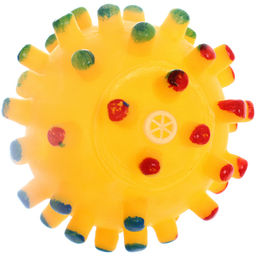 Цена за 6 шт. Игрушка - мячик для собак средних и мелких пород "ЗУБОЧИСТКА", цвет жёлтый, с пищалкой, d-6,5см (лейбл)