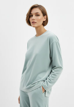 Костюм из велюра со съемным капюшоном и резинкой в комплекте OD-1009-2 зеленый