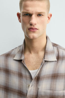 Рубашка CAMISA CUADROS BOLSILLO серый молочный
