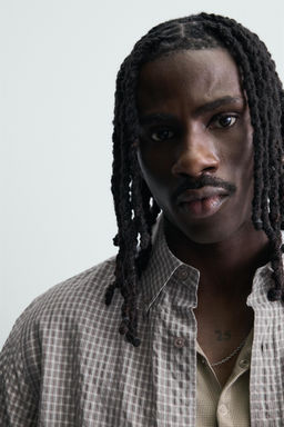 CAMISA CUADROS TEXTURA / Blanco / Granate - Zara фото 7