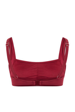 Bordo Buzgu Detayl? Bralette Kapl? Basic Bikini Ustu TBESS25BU00035