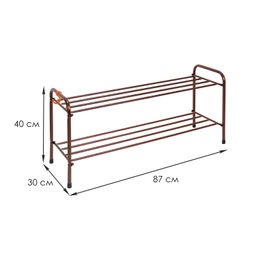 Подставка для обуви 2-полочная металл."Альфа 32" 87х30х40см медный антик/коричневый