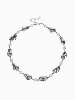 Бусы "Жемчуг Борокко", цвет белый в серебре 40+удл