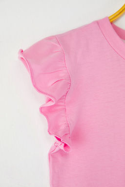 Siyah-Ekru 2li K?z Cocuk %100 Pamuk F?rf?rl? Regular Kal?p K?sa Kol Orme T-Shirt TKDSS25TS00011 - Trendyolmilla фото 6