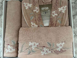 Набор EFOR в ассортименте 3-х пр. (халат,полотенце 50*90,70*140) CICEK SEPETI светло-розовы (PUDRA)