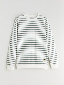 Bisiklet Yaka ?izgili Erkek ?ocuk Sweatshirt