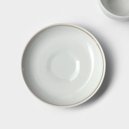 Чайная пара Добрушский завод «Бельё»: 2 предмета: чашка 250 мл, блюдце d=15 см, фарфор, белая