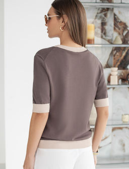 Джемпер с коротким рукавом тонкой вязки из вискозы с люрексом