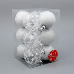 Ёлочные игрушки Млечный путь, шары новогодние, набор 12 шт., d=6 см, белый - Зимнее волшебство фото 4