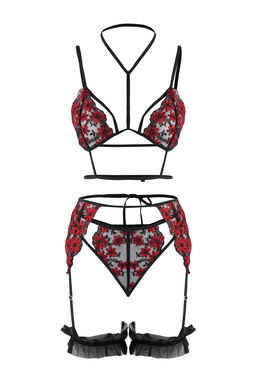 Siyah Sabahl?kl? Cicekli Tul Bacak Bantl? Kaps?z Ic Camas?r? Tak?m? THMAW26CC00029 - Trendyolmilla фото 5