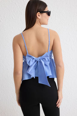 Trendyolmilla Beyaz S?rtta Kurdele Baglama Detayl? Ask?l? Crop Dokuma Bluz TWOSS25BZ00120  фото 10